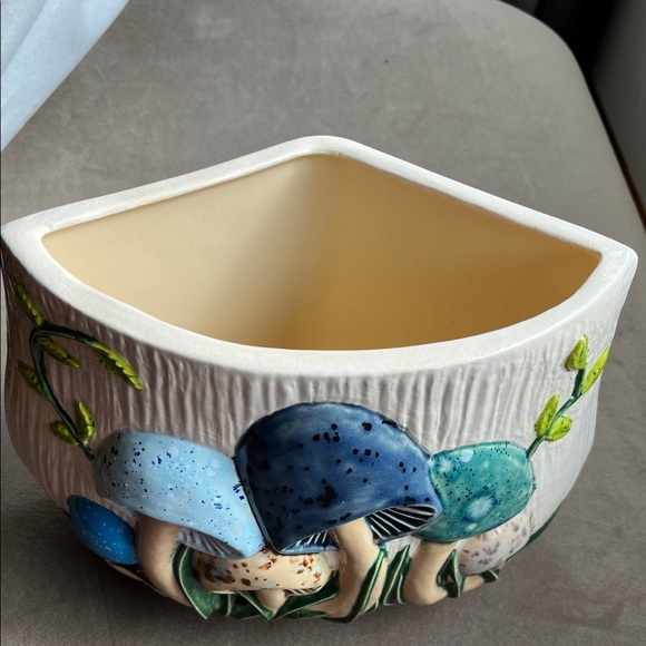 Ceramic Mushroom Planter with Blue/Green Accents - Picture 3 of 6